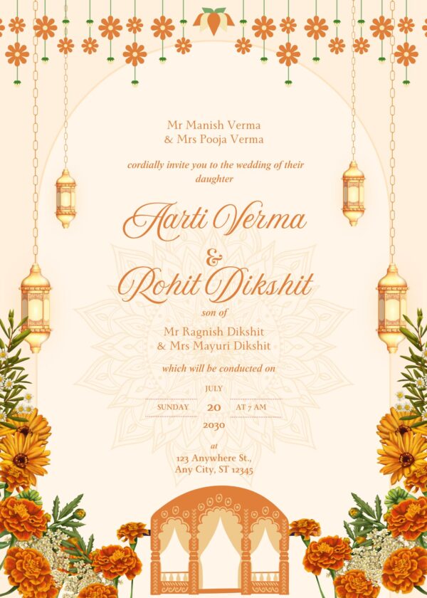 Marriage Invitation card  100 Qty